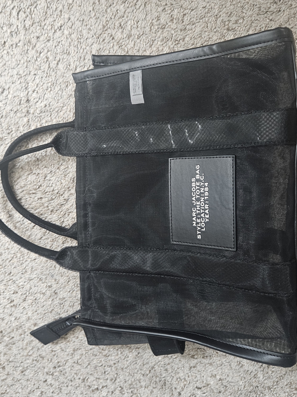 Marc Jacobs Black Mesh Tote with Logo Patch